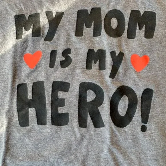 My Mom Is My Hero Graphic T Shirt Kids Large 5 Grey - Picture 4 of 5